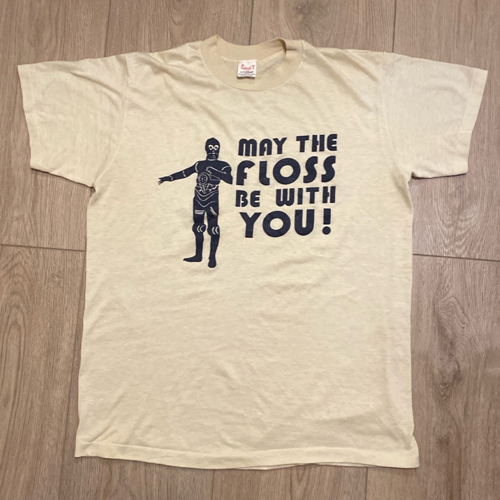 Vintage R2-D2 may the floss be with you size large T-shirt, 70s 80s